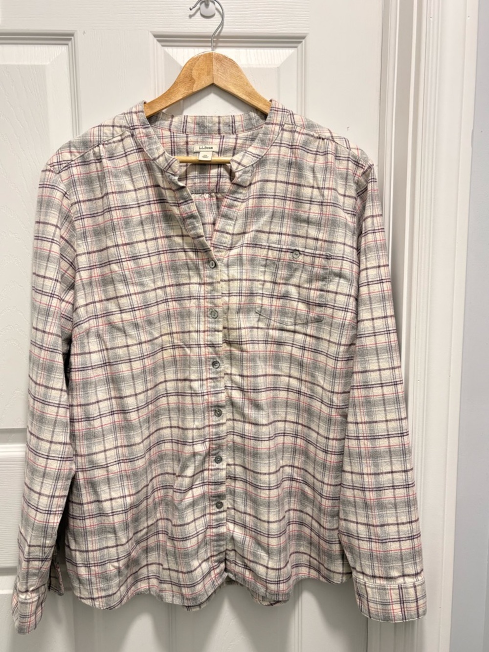 L.L.Bean Women's Scotch Plaid Flannel Henley Shirt. Size 2X